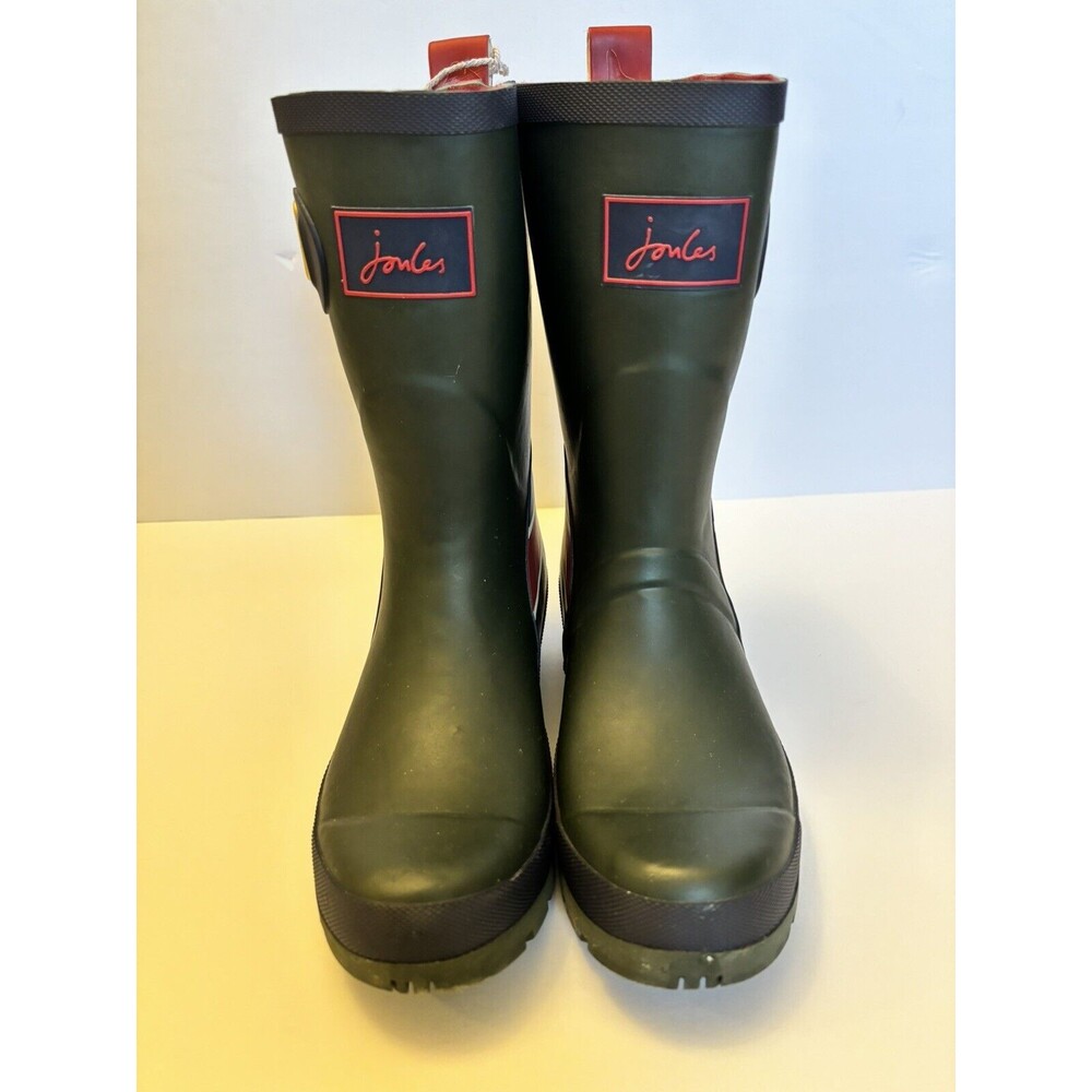 Joules Olive Green Rain Boots Molly Welly British Union Jack Sz 5 US